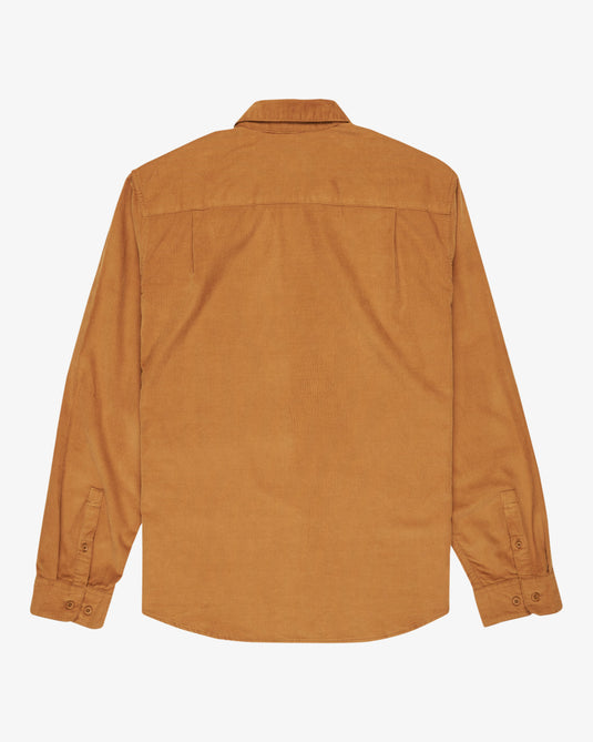RVCA Men's Freeman Cord Long Sleeve Shirt Camel EVYWT03001-CAM