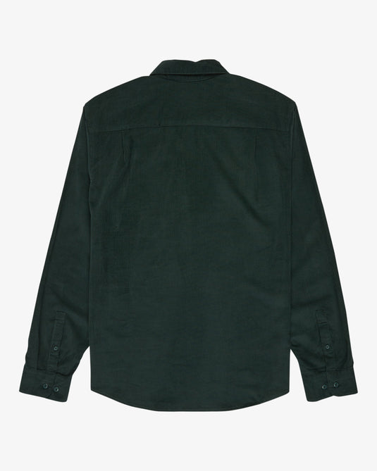 RVCA Men's Freeman Cord Long Sleeve Shirt Hunter Green EVYWT03001-DGN