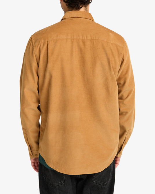 RVCA Men's Freeman Cord Long Sleeve Shirt Camel EVYWT03001-CAM