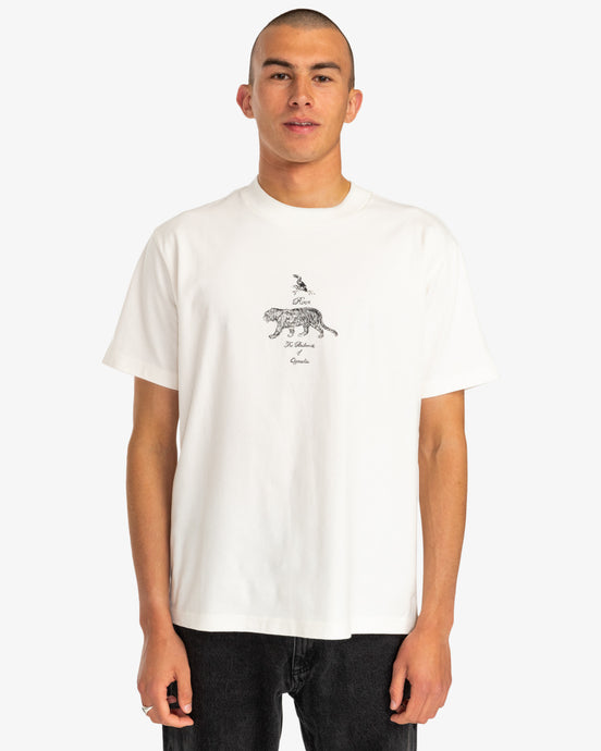 Rvca Men's Tiger Style Relaxed Fit T-Shirt Salt EVYZT00184-WZA0
