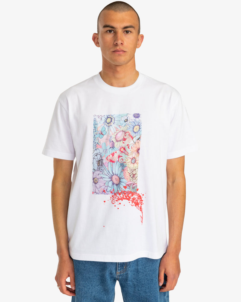 Load image into Gallery viewer, RVCA Men&#39;s Sage Vaughn x RVCA Floral Relaxed Fit T-Shirt White EVYZT00195-WHT
