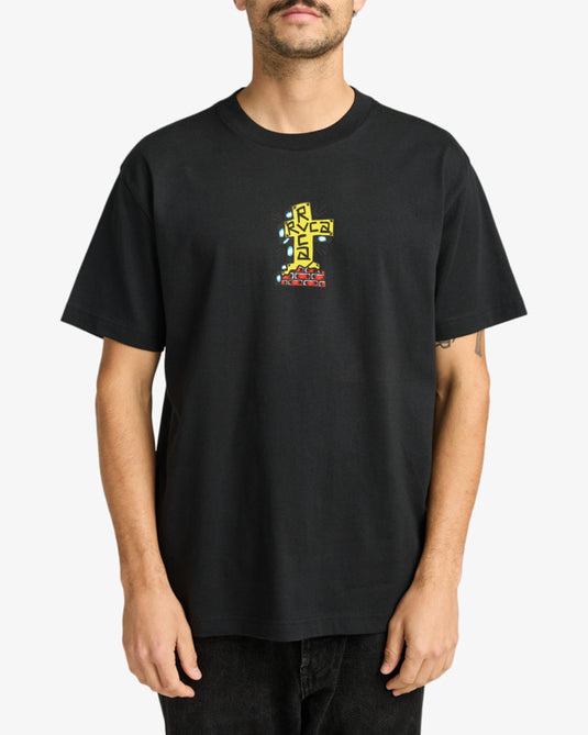 RVCA Men's Barba Cross Short Sleeve T-Shirt Black EVYZT00260-BLK