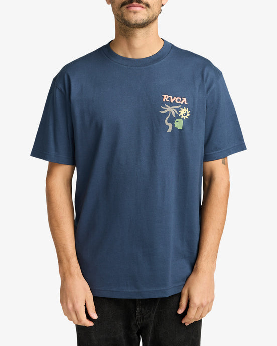 RVCA Men's Deep Think T-Shirt Moody Blue EVYZT00288-MDY