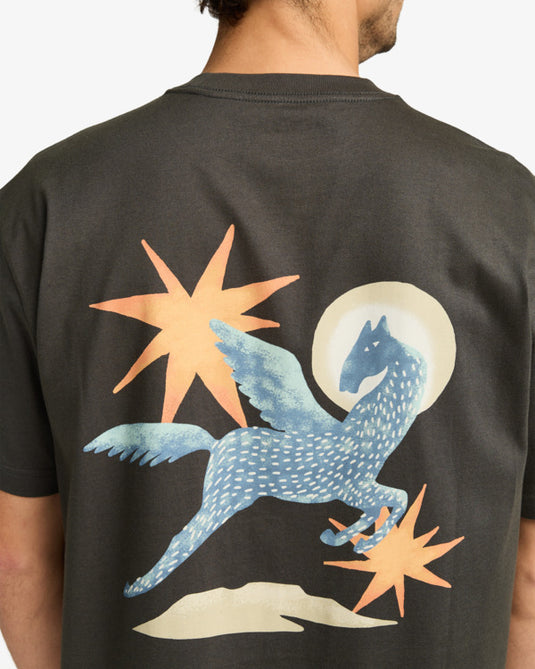 RVCA Men's Pegasus T-Shirt Pirate Black EVYZT00294-PTK