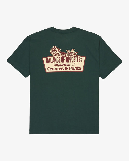 RVCA Men's Rose Sign Short Sleeve T-Shirt Hunter Green EVYZT00295-DGN