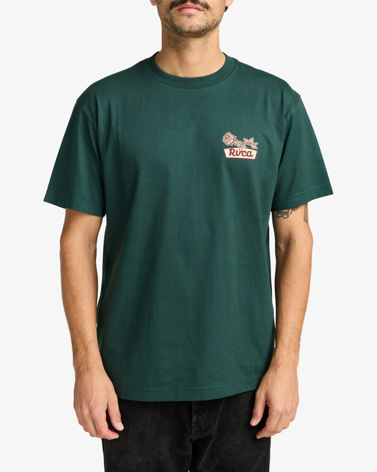 RVCA Men's Rose Sign Short Sleeve T-Shirt Hunter Green EVYZT00295-DGN