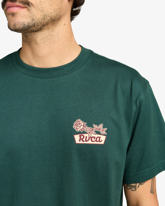 RVCA Men's Rose Sign Short Sleeve T-Shirt Hunter Green EVYZT00295-DGN