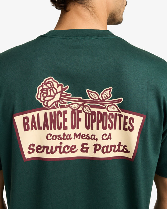 RVCA Men's Rose Sign Short Sleeve T-Shirt Hunter Green EVYZT00295-DGN