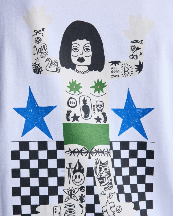 Load image into Gallery viewer, RVCA Men's Antonia Figueiredo Bonhomme T-Shirt White EVYZT00314-WHT
