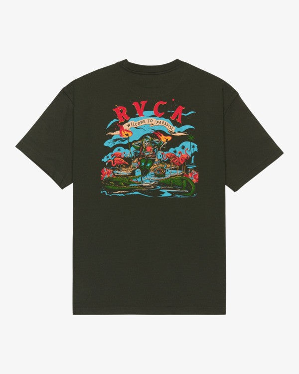 Load image into Gallery viewer, RVCA Men's Welcome To RVCA T-Shirt Pirate Black EVYZT00328-PTK
