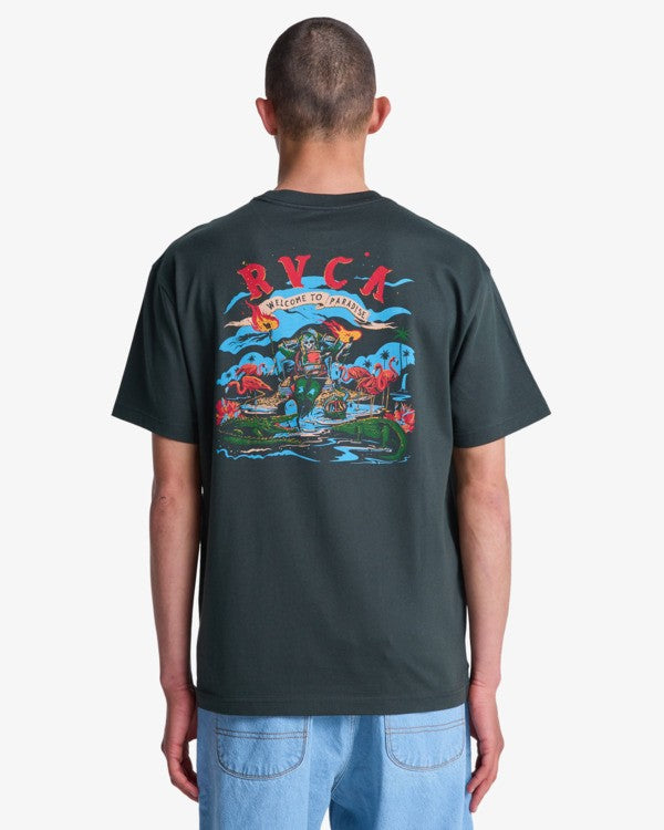 Load image into Gallery viewer, RVCA Men's Welcome To RVCA T-Shirt Pirate Black EVYZT00328-PTK
