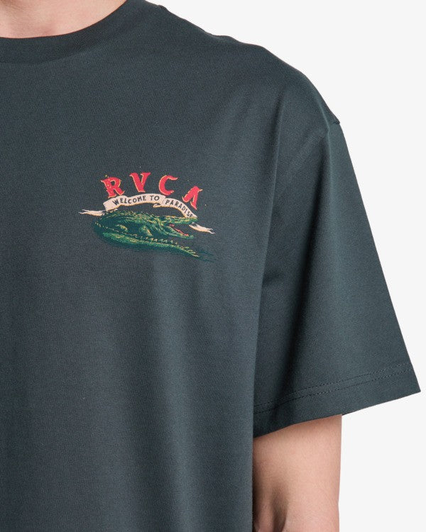 Load image into Gallery viewer, RVCA Men's Welcome To RVCA T-Shirt Pirate Black EVYZT00328-PTK
