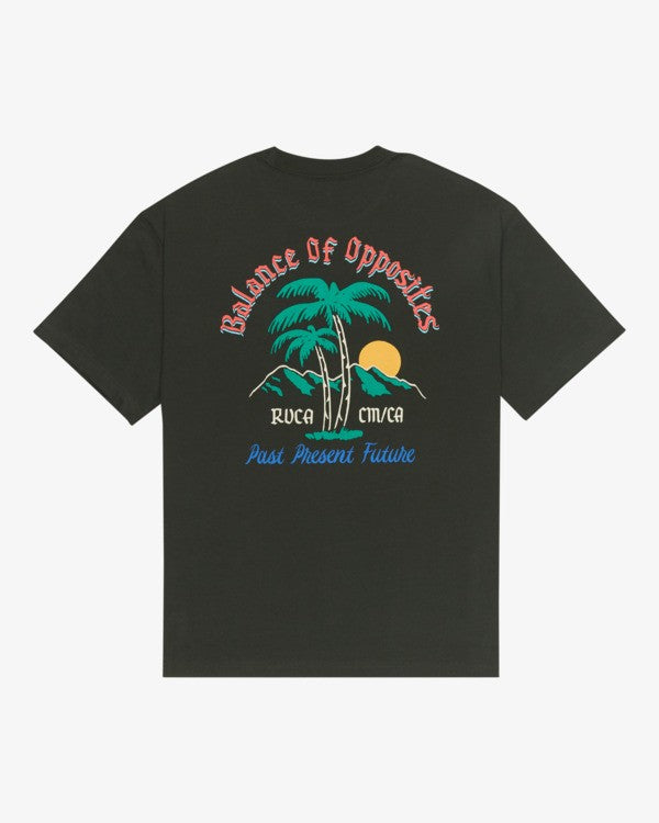 Load image into Gallery viewer, RVCA Men's Frond Mural T-Shirt Pirate Black EVYZT00335-PTK
