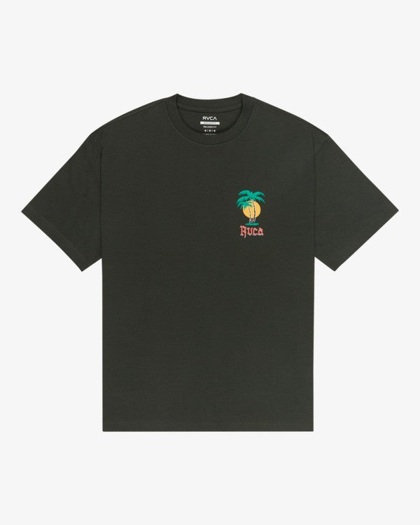 Load image into Gallery viewer, RVCA Men's Frond Mural T-Shirt Pirate Black EVYZT00335-PTK
