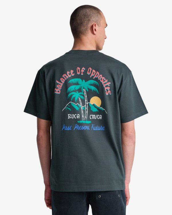 Load image into Gallery viewer, RVCA Men's Frond Mural T-Shirt Pirate Black EVYZT00335-PTK
