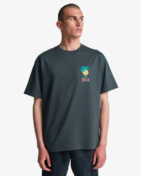 RVCA Men's Frond Mural T-Shirt Pirate Black EVYZT00335-PTK