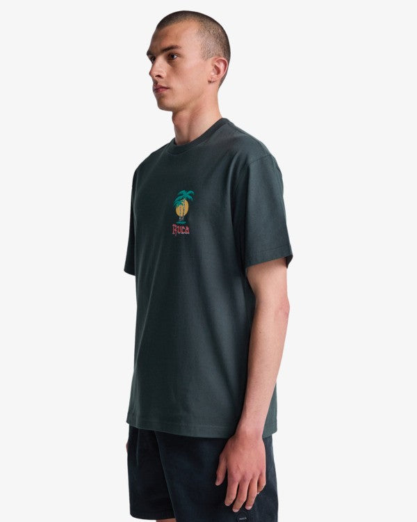 Load image into Gallery viewer, RVCA Men's Frond Mural T-Shirt Pirate Black EVYZT00335-PTK
