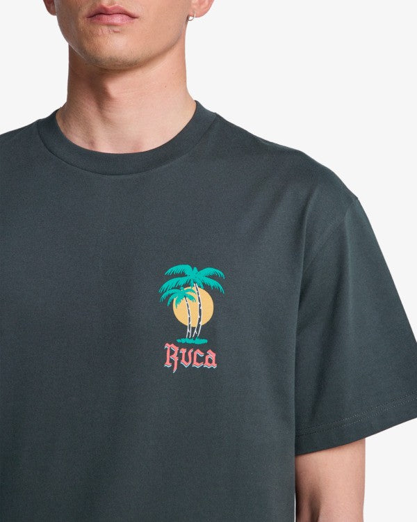 Load image into Gallery viewer, RVCA Men's Frond Mural T-Shirt Pirate Black EVYZT00335-PTK
