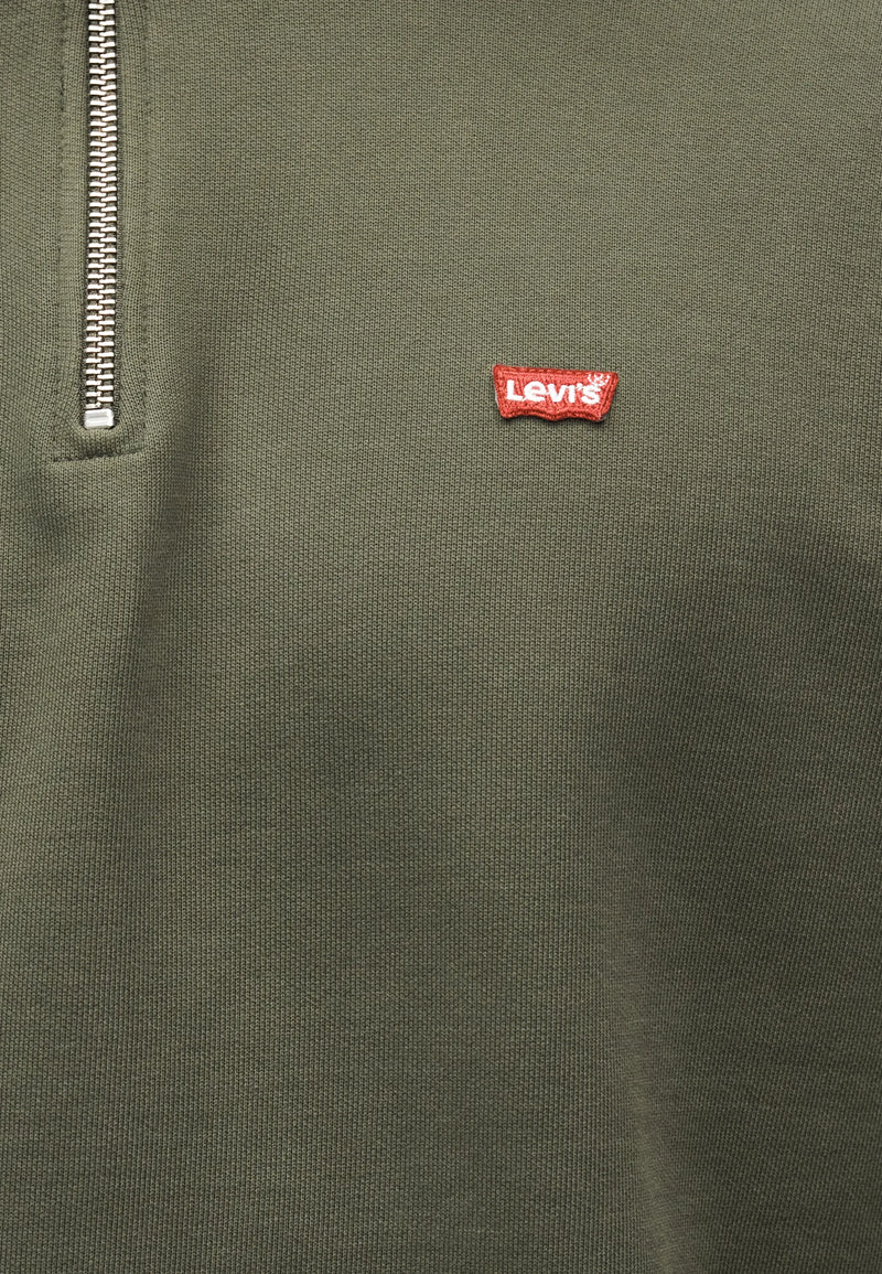 Load image into Gallery viewer, Levi's Men's Original Housemark Quarter-zip Pullover Sweatshirt Green A8606-0019
