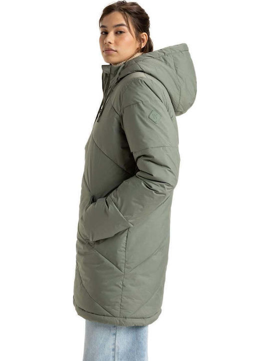 Load image into Gallery viewer, Roxy Women&#39;s Better Weather Long Hooded Puffa Jacket Agave Green ERJJK03634-GZC0
