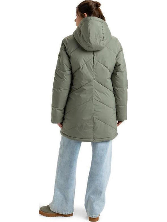 Roxy Women's Better Weather Long Hooded Puffa Jacket Agave Green ERJJK03634-GZC0
