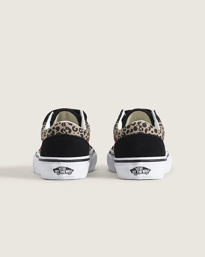Load image into Gallery viewer, Vans Kid's Old Skool V Shoes Leopard Pop Pink Velvet/Black VN000CYAH85
