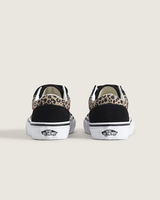 Vans Kid's Old Skool V Shoes Leopard Pop Pink Velvet/Black VN000CYAH85