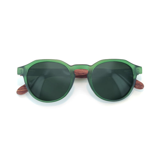 Moken Unisex Green Wood Sunglasses Green/Green MKNJ14-GRN-WD-GRN
