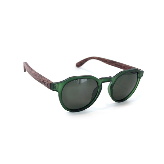Moken Unisex Green Wood Sunglasses Green/Green MKNJ14-GRN-WD-GRN