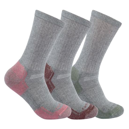 Carhartt Women's Midweight Cotton Blend Crew (3 Pack) Socks Gray SC2823
