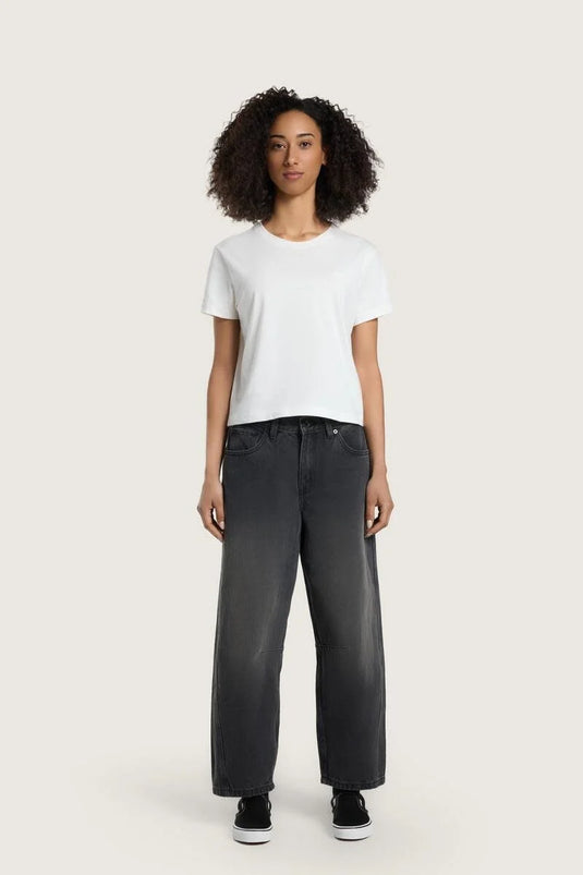 Vans Women's Check 5 Barrel Pants Washed Black VN000XFYEMQ