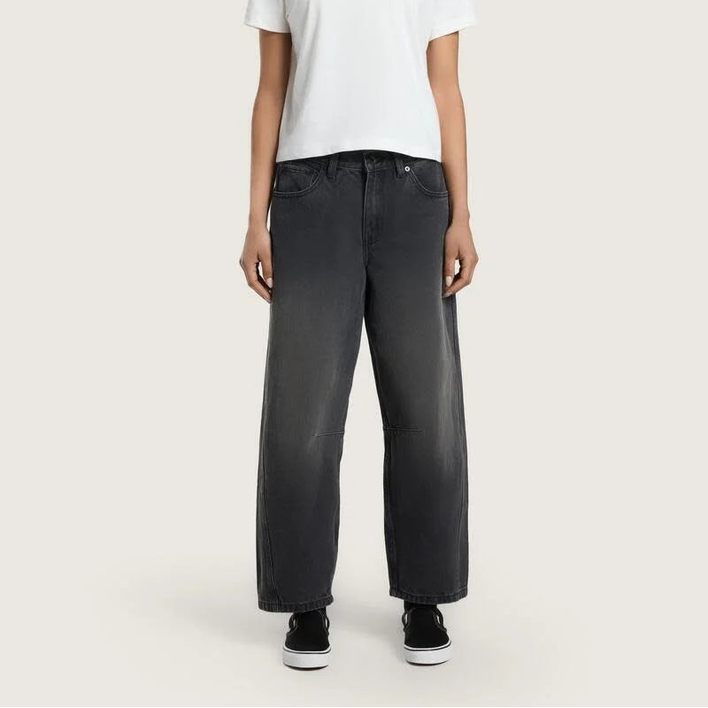 Load image into Gallery viewer, Vans Women's Check 5 Barrel Pants Washed Black VN000XFYEMQ
