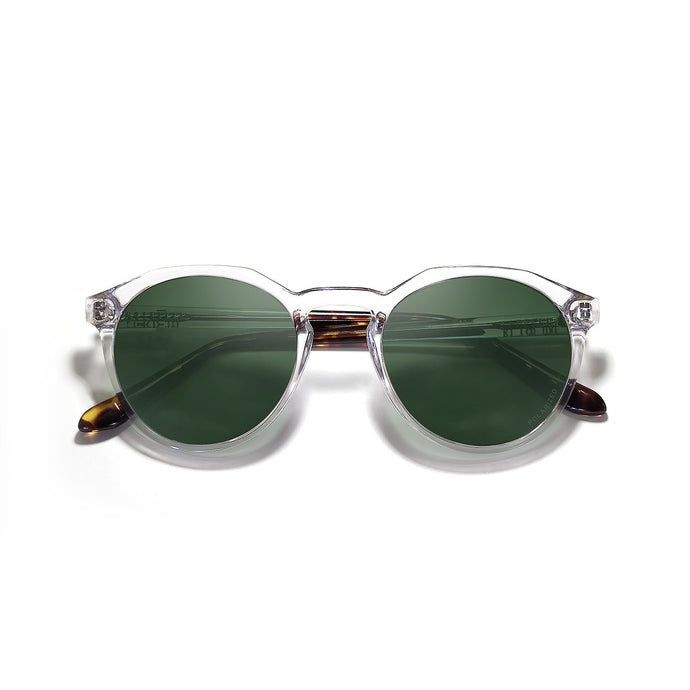 Moken Unisex Leon Sunglasses Crystal/Green MKND42-CRST-TORT-GRN