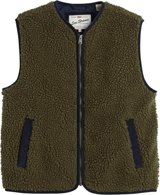 Levi's Men's Seacliff Sherpa Vest Olive Night Green 007S50002