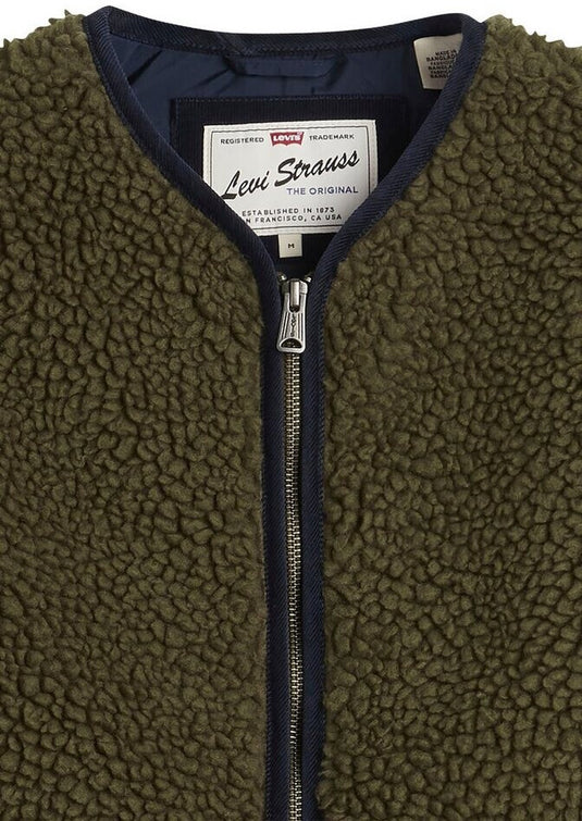 Levi's Men's Seacliff Sherpa Vest Olive Night Green 007S50002