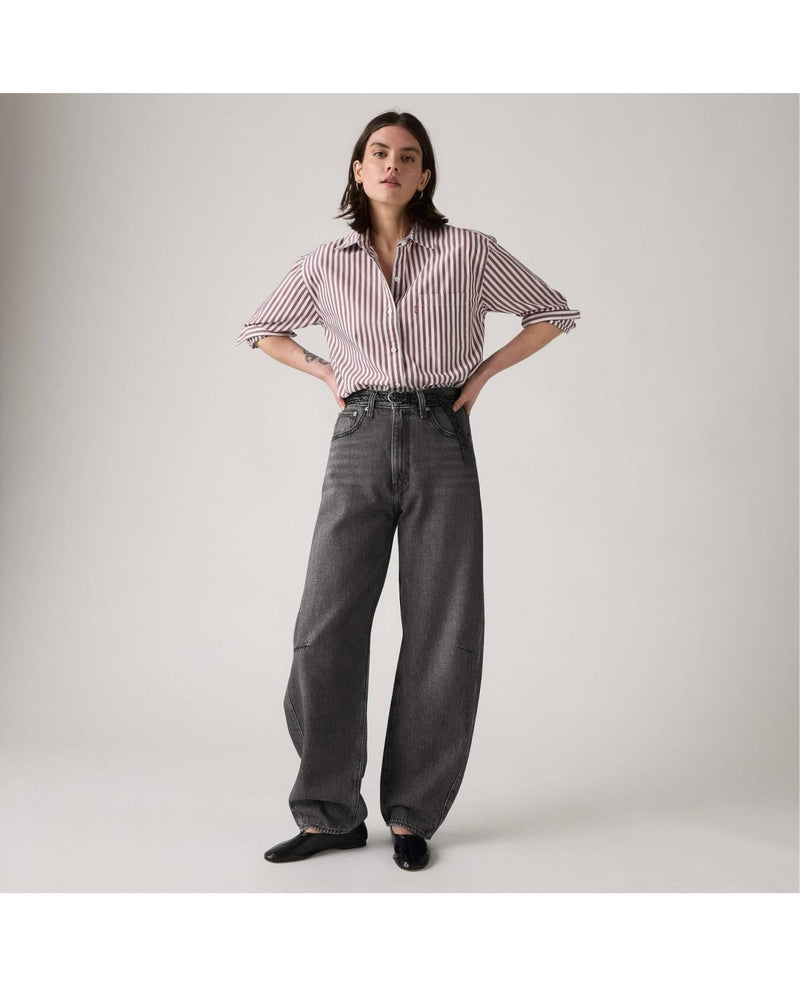 Load image into Gallery viewer, Levi's Women's Cinch Barrel Pants Past Lives Black 003V50000
