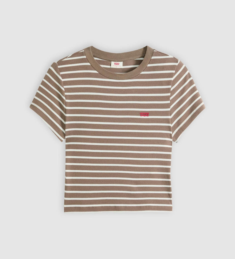 Load image into Gallery viewer, Levi's Women's Essential Sporty T-Shirt Emily Stripe Pine Bark/Multi Colour A74190048
