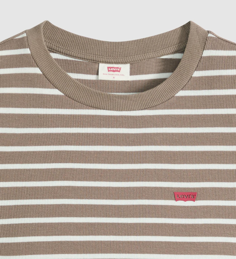 Load image into Gallery viewer, Levi's Women's Essential Sporty T-Shirt Emily Stripe Pine Bark/Multi Colour A74190048
