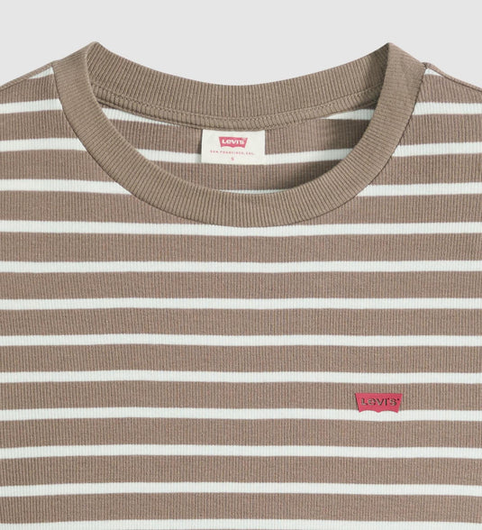 Levi's Women's Essential Sporty T-Shirt Emily Stripe Pine Bark/Multi Colour A74190048