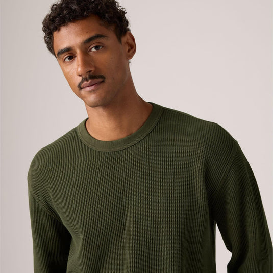 Levi's Men's Long-sleeve Relaxed Thermal Garment Dye Rosin Green 009NP0006