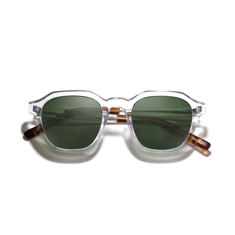 Load image into Gallery viewer, Moken Unisex Milton Sunglasses Crystal/Green MKNF03-CRST-TORT-GRN
