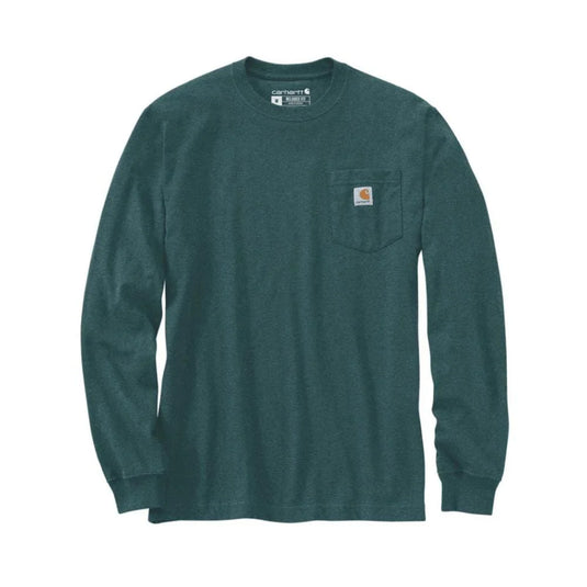 Carhartt Mens' Relaxed Fit Heavyweight Long-Sleeve T-shirt Greenstone Heather 107260-GM2