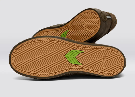 Cariuma Men's Naioca Pro Suede And Canvas Ivory Logo Shoes All Teak 511707O23-M095