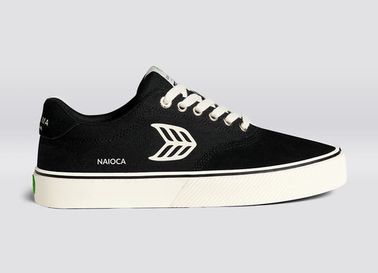 Cariuma Men's Naioca Pro Suede And Canvas Ivory Logo Shoes Black 511707B06-M095