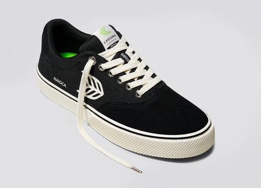 Cariuma Men's Naioca Pro Suede And Canvas Ivory Logo Shoes Black 511707B06-M095