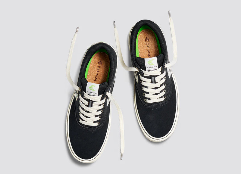 Load image into Gallery viewer, Cariuma Men&#39;s Naioca Pro Suede And Canvas Ivory Logo Shoes Black 511707B06-M095
