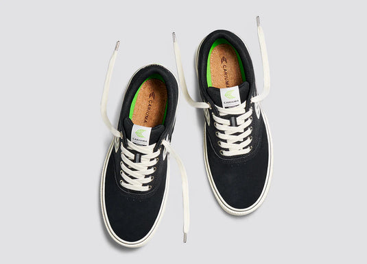 Cariuma Men's Naioca Pro Suede And Canvas Ivory Logo Shoes Black 511707B06-M095