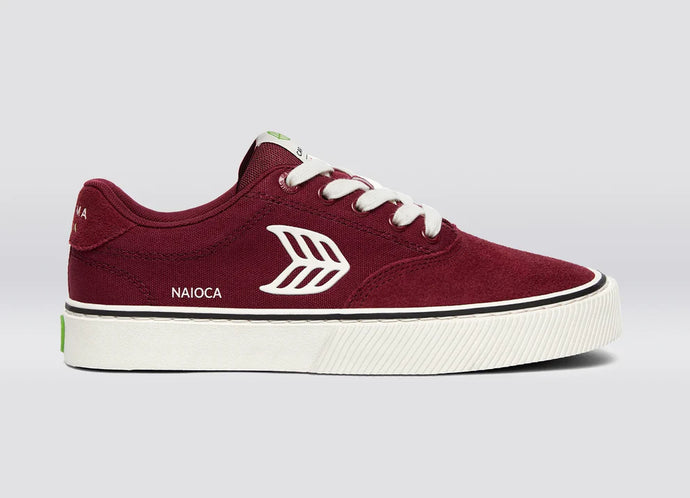 Cariuma Men's Naioca Pro Suede And Canvas Ivory Logo Shoes Cabernet Red 511707R61-M095