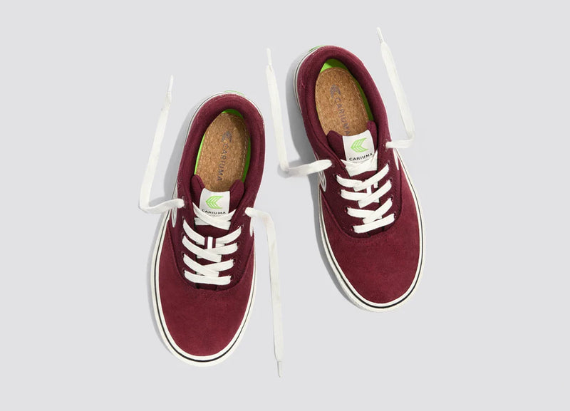Load image into Gallery viewer, Cariuma Men&#39;s Naioca Pro Suede And Canvas Ivory Logo Shoes Cabernet Red 511707R61-M095
