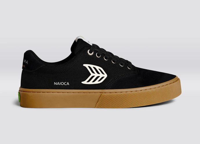 Cariuma Men's Naioca Pro Suede And Canvas Ivory Logo Shoes Gum Black 511707B14-M095